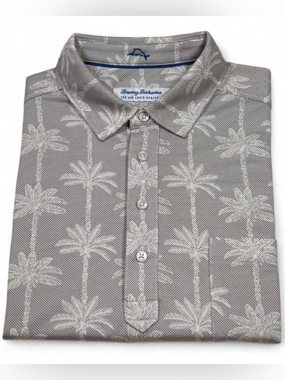 Tommy Bahama San Lucio Stretch Palm Tree Print Polo Shirt Supima Men’s Size M
